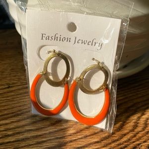 Orange and Gold Fashion Earrings